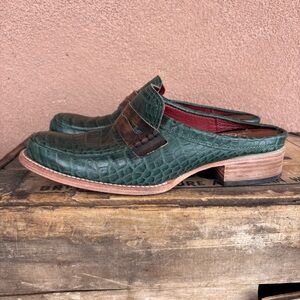 Freebird by Steven Mona Lisa Green Croc Leather Mule
